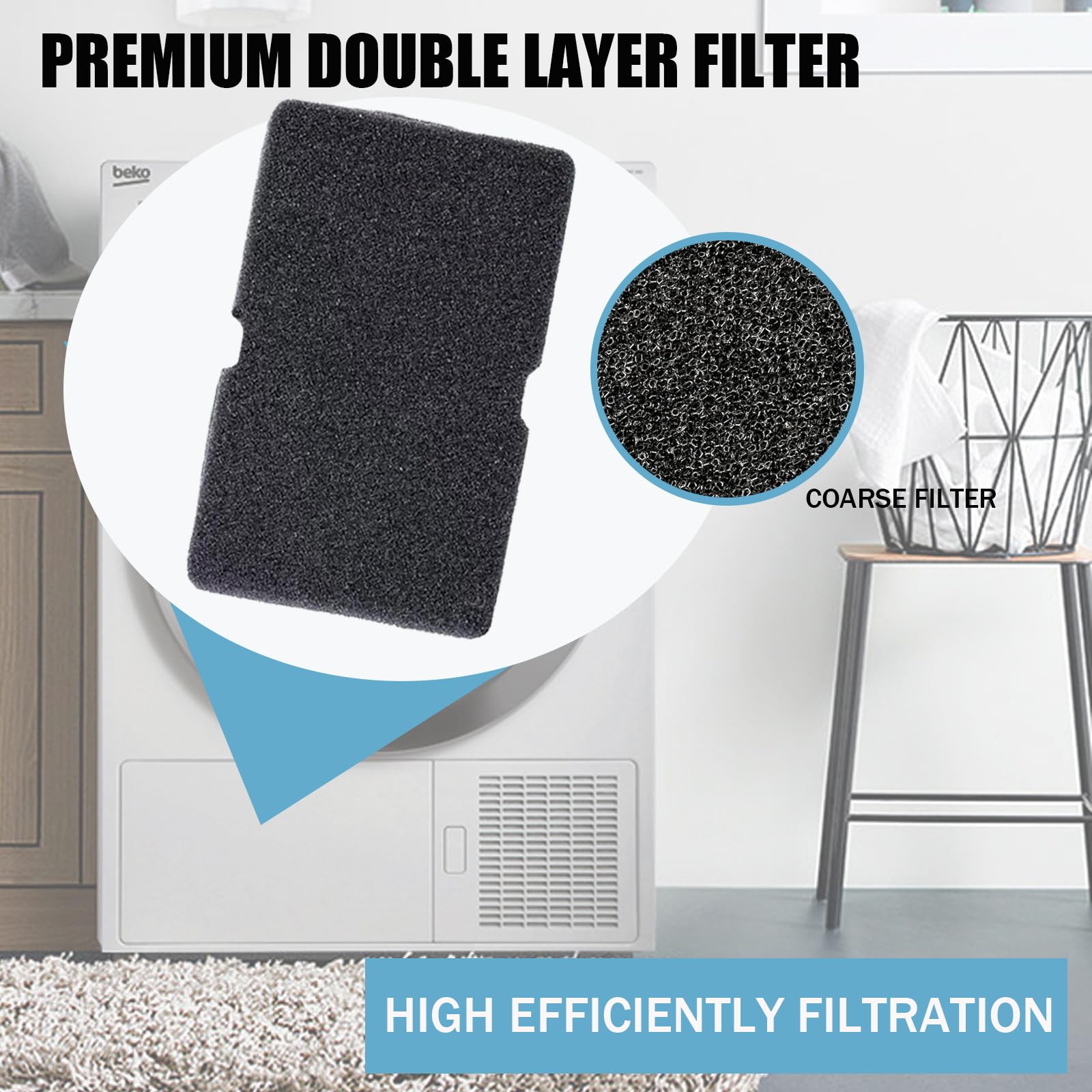 Nasxkji 8 Filtri Spugna Per Asciugatrice, 245x155x11 Mm, Compatibili Con Beko, Grundig, Blomberg, 2964840100