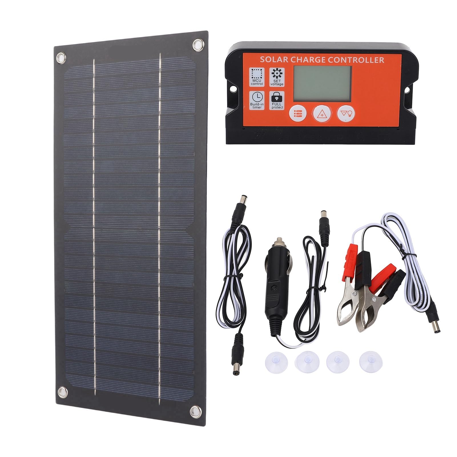 Fockety Kit di Pannelli solari 600W, regolatore di Carica monocristallino del silicio 12V 24V 100A con la Clip della Batteria del Cavo di Estensione, Stazione di Potere per la Marina di RV
