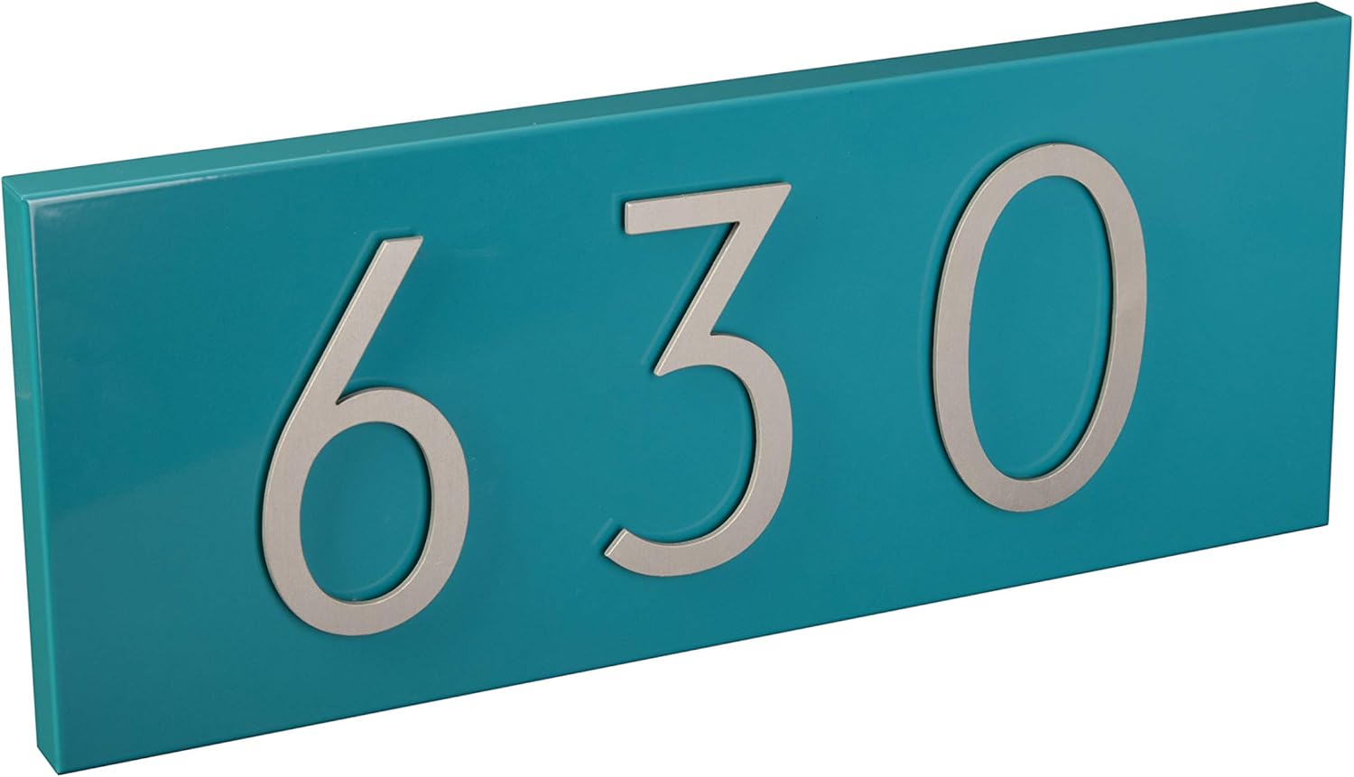 modbox USA Modern 15" x 6'" Address Plate with Aluminum House Numbers (turquoise)
