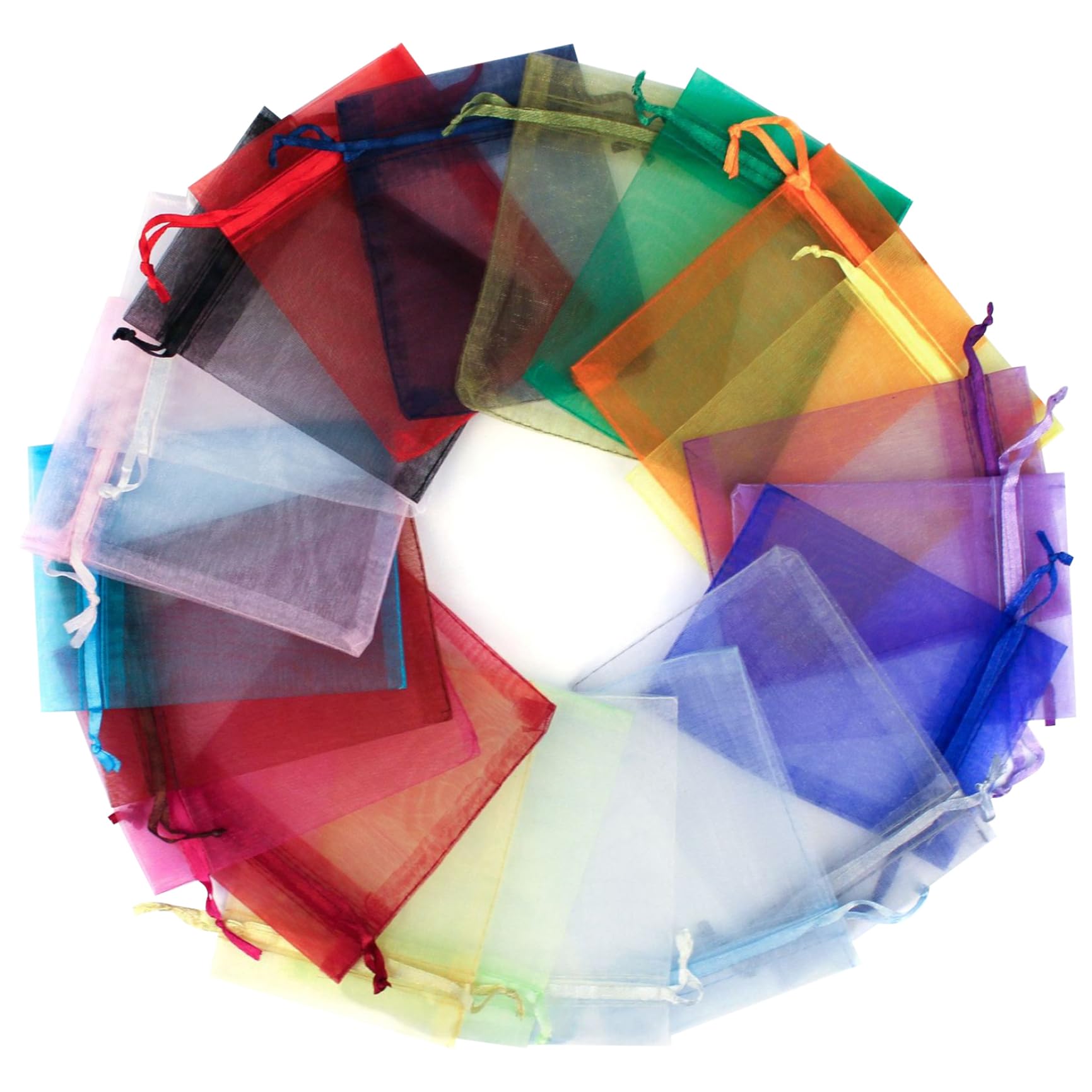 Bolsas de organza para Navidad y festivales, envoltorios de colores con cordón de malla 7