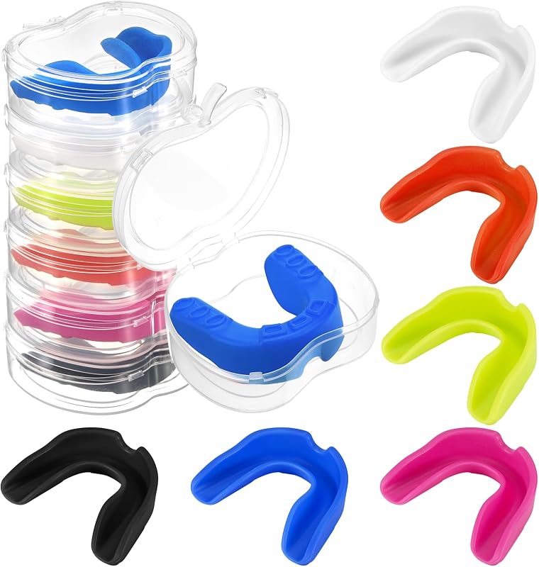 6Pack Mouth Guard for Sports with Storage Box,Moldable Youth Mouth Guard Football Silicone Mouthguard Boxing