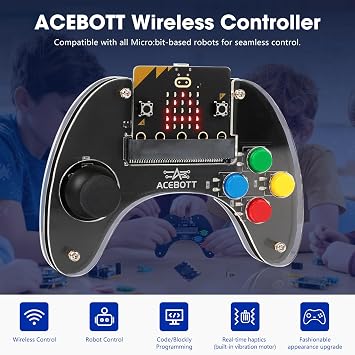 وحدة تحكم لاسلكية من ACEBOTT لمجموعة Micro:bit، مجموعة روبوت ترميز STEM متوافقة مع Makecode، جهاز تحكم عن بعد لتعلم البرمجة، هدايا للأطفال والمراهقين (متضمنة Micro:Bit)