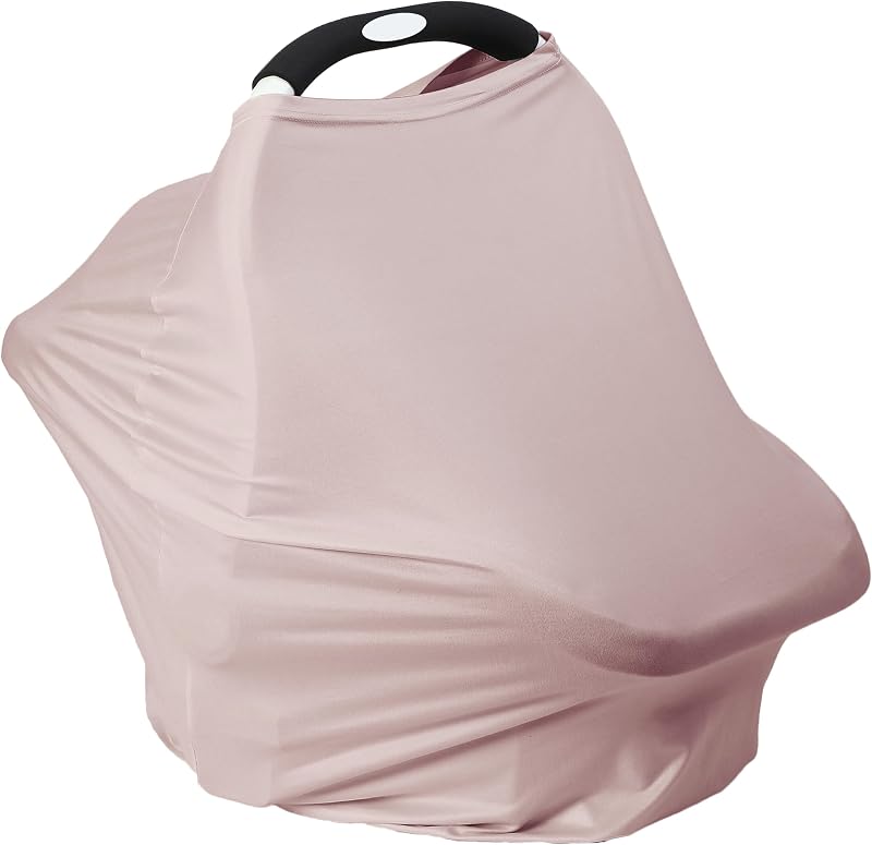 Breathable Car Seat Cover for Babies – Multi-Purpose Soft Rayon Nursing Cover for Breastfeeding, High Stretchy Infant Carseat Canopy, Stroller Cover (Smooth Rayon, Warm Natural)