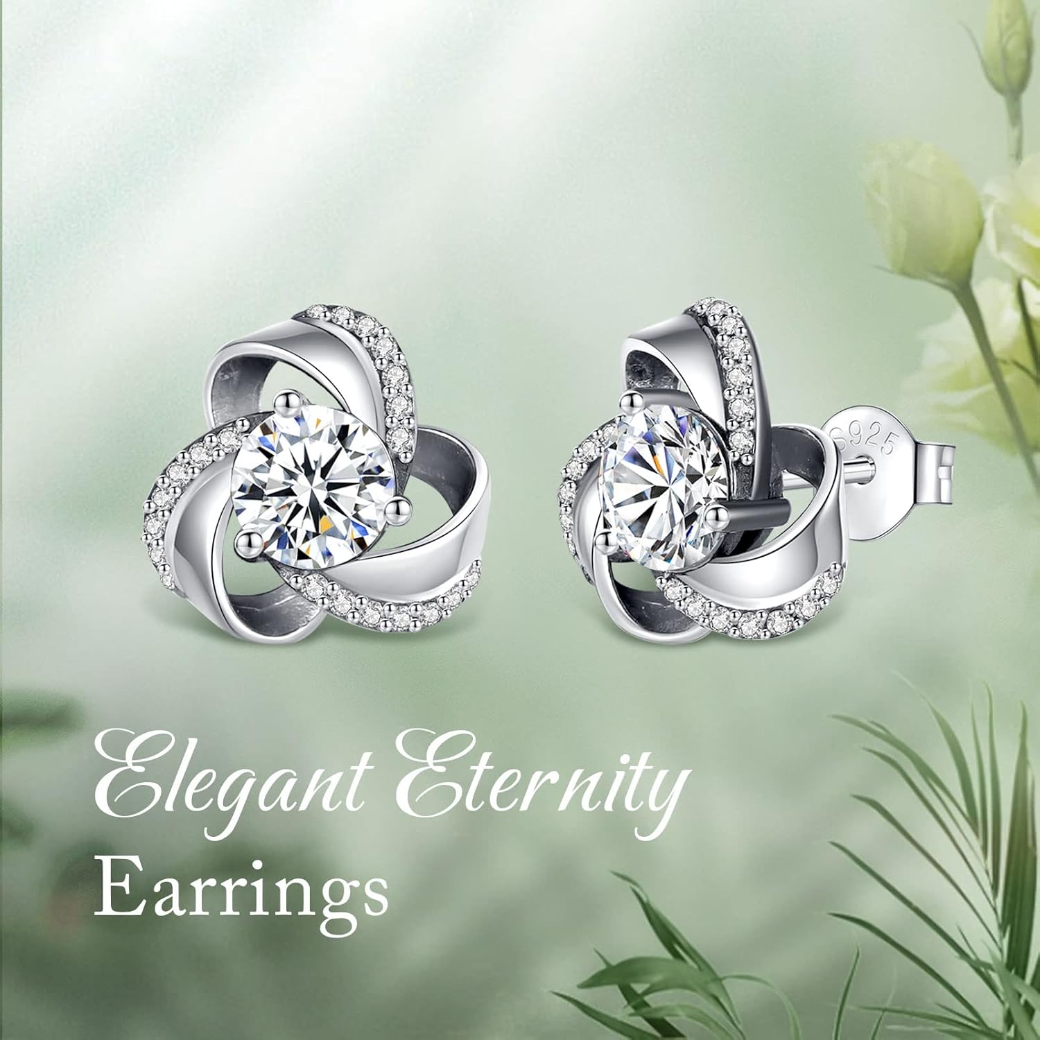 INFUSEU Sterling Silver Love Knot Earrings Necklaces for Women Girls, Romantic Love Forever Gifts for Girlfriend/Wife/Daughter - Image 9