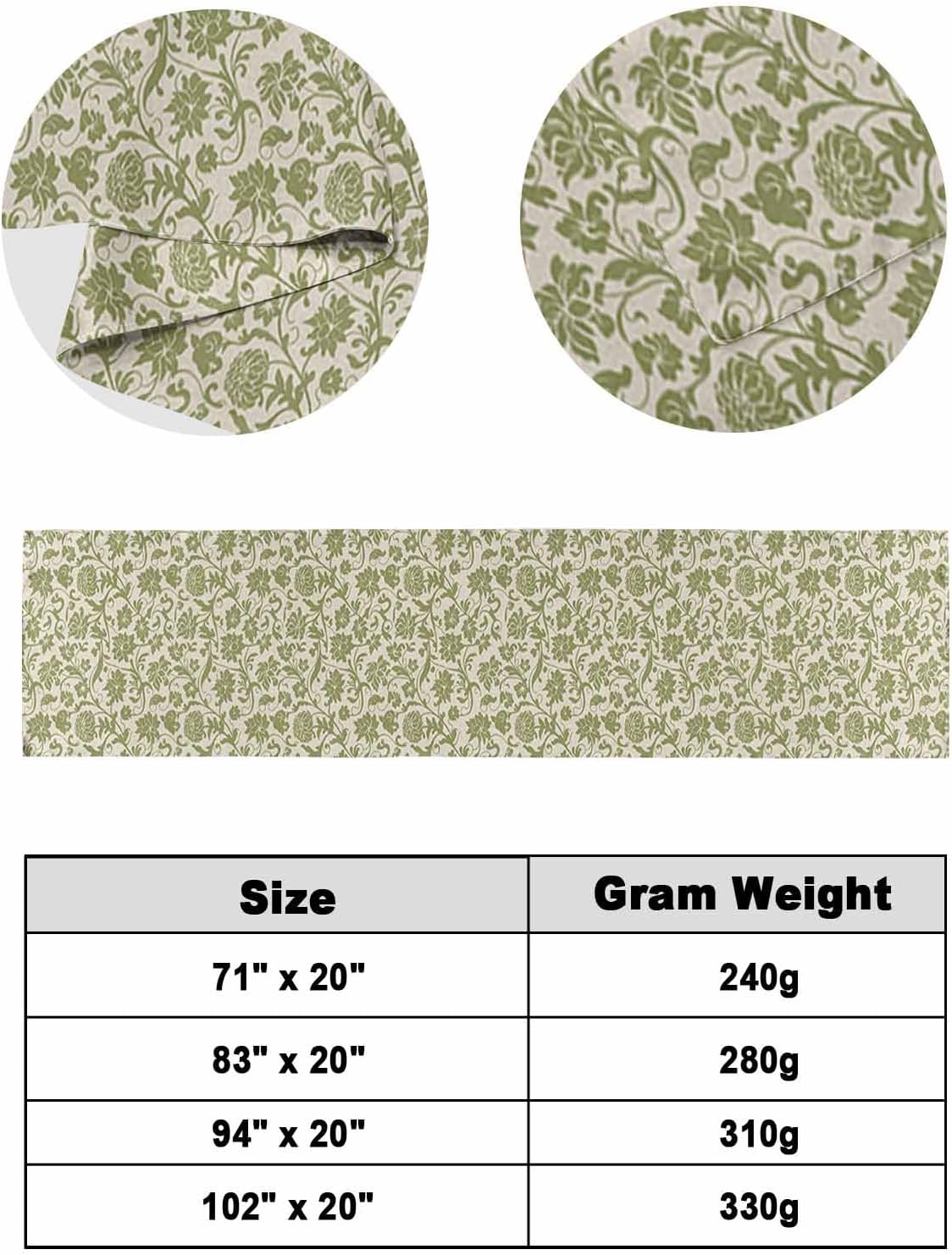 Green Floral Leaf Bed Runner Scarf Bedding Accessory For Queen Size Bed,Soft Bed Scarves And Runners Stainproof Dustproof Bedroom Decor For Hotel Wedding Room,Farmhouse Vintage Botanical Plant 94"x20"