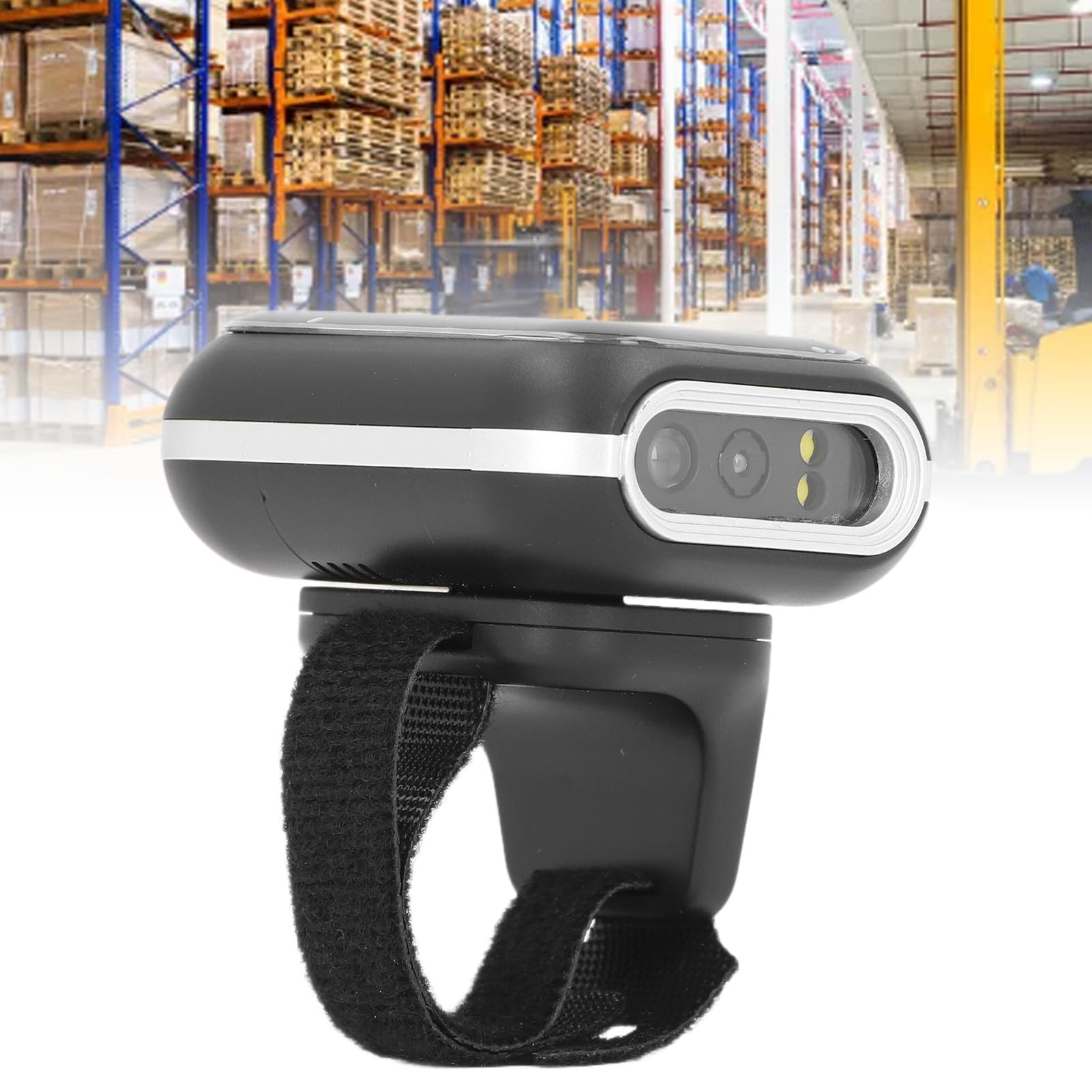 Wakects Escáner de Código de Barras de Anillo ABS Bluetooth Lector de Código de Barras 2D 500 MAh 120000 Almacenamiento Alcance de 15 M para Almacén Farmacia Minorista Logística Escaneo Portátil con
