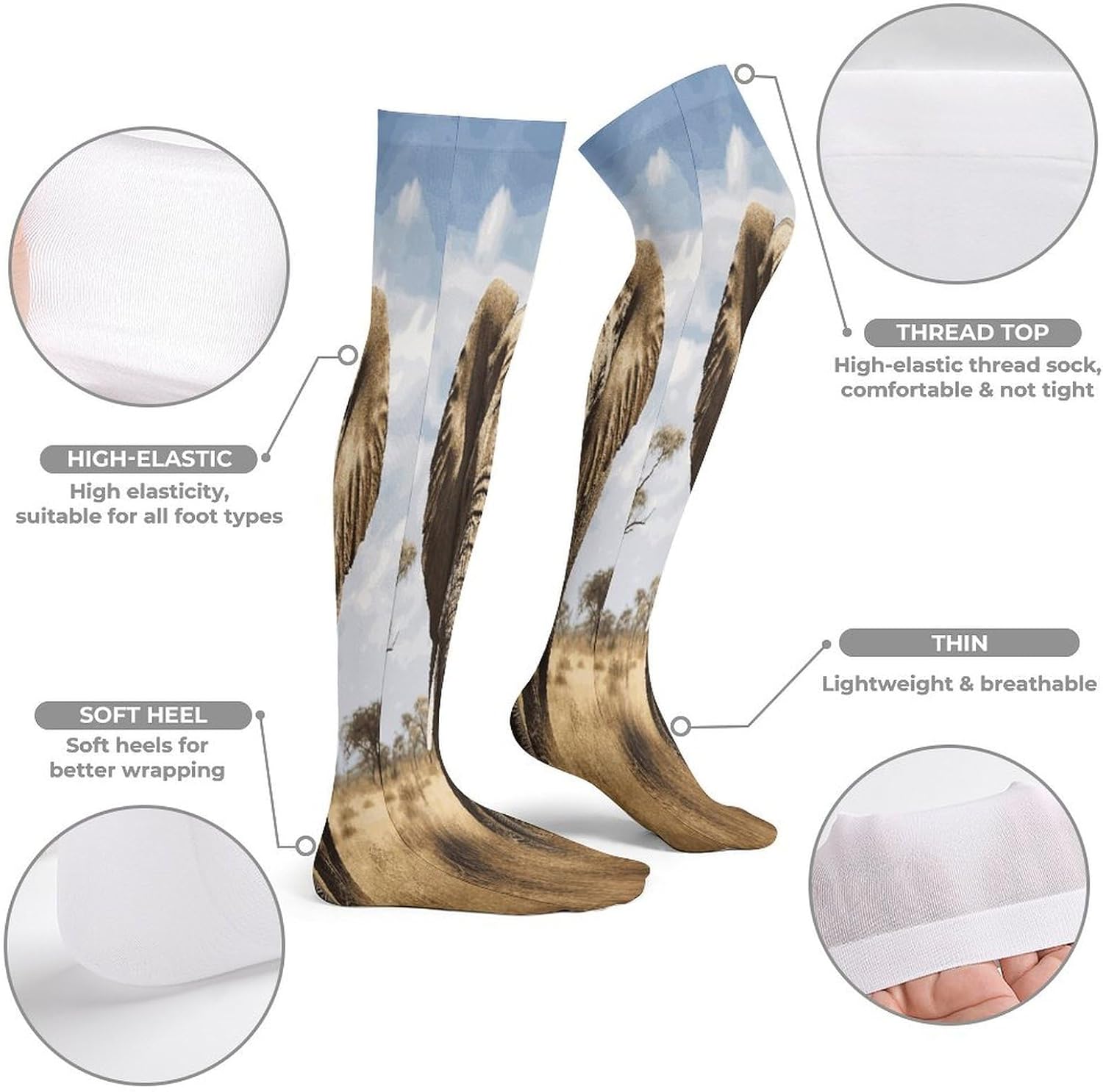Elephant Women High Waist Fishnet Stockings Stretch Mesh Pantyhose Sexy Trendy Legwear for Daily Wear