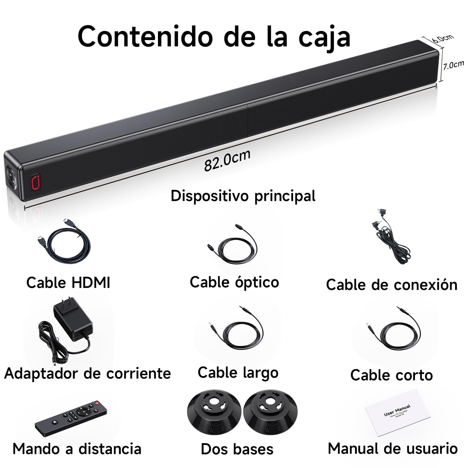 JYX 2.1ch Barra de Sonido para TV, 2026 Upgrade 120W 2 en 1 Desmontable, Barras Altavoces Bluetooth 5.3 con ARC/Opt/AUX, Graves Ajustables (4 Altavoces + 2 Tubos Reflex)