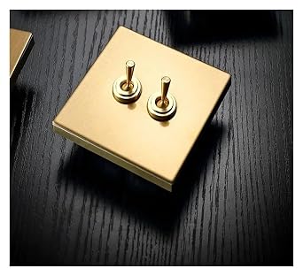 Home Improvement Wall Light Toggle Switch 1-4 Gang 2 Way Retro Brass Lever Stainless Steel Champagne Gold Panel Switch2-Gang 2 Way Switch
