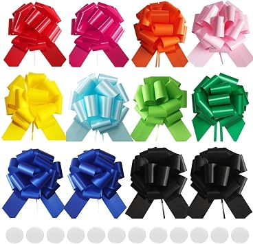 Mixed Color Bows for Gift Wrapping, 12PCS 6 Inches Gift Bows Gift Wrap Bows | for Gift Basket, Valentines Day, Birthday, Wedding, Party, Christmas, Holiday Decoration MIX COLOR-C
