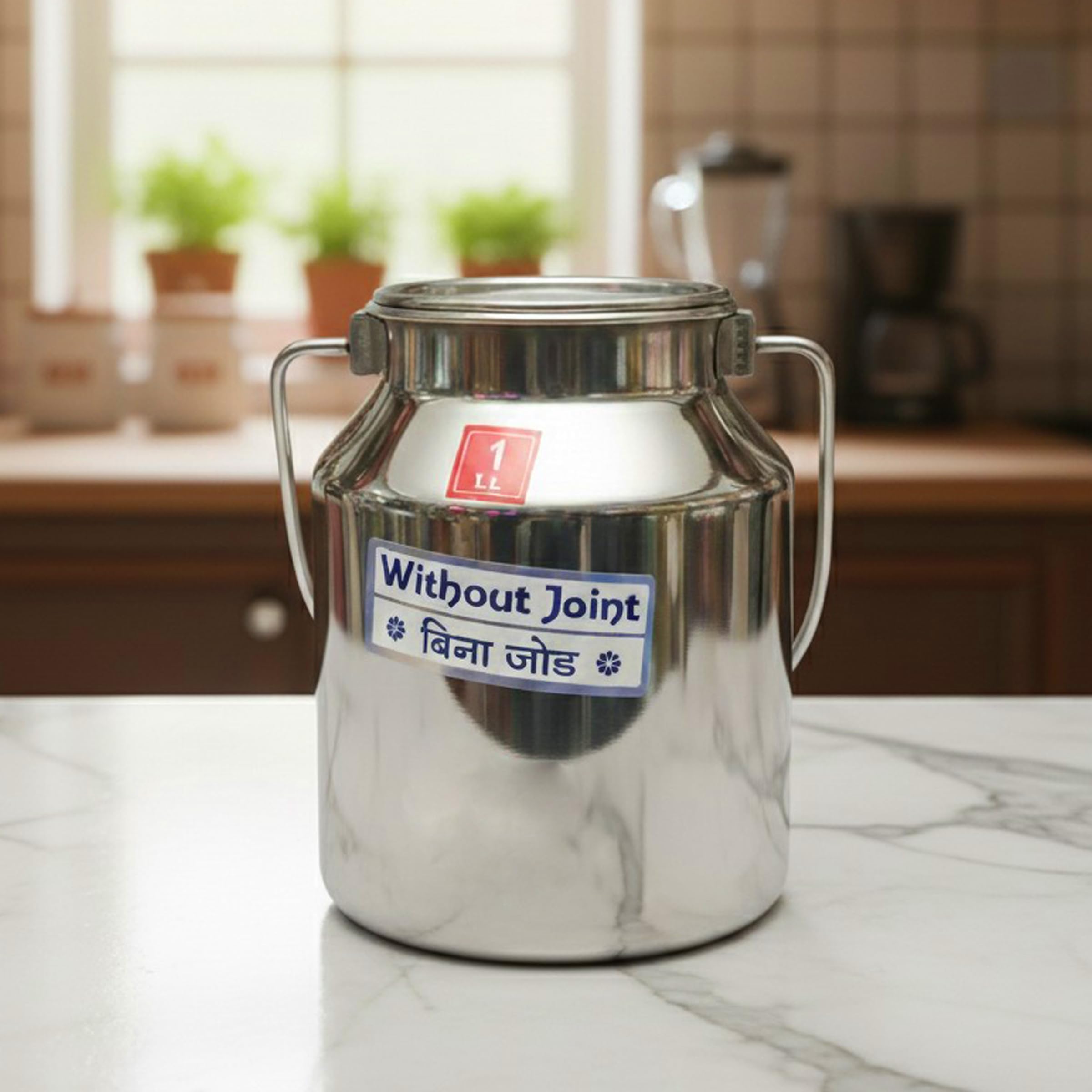 1 Litre Stainless Steel Ghee Container – Multipurpose Jointless Kettle Container for Cooking Oil, Airtight Steel Ghee Jar with Lid | SS Storage Milk Can for Kitchen