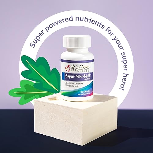 Miniatura 7 de Super Mini-Multi - Cápsulas ingibles multivitamínicas para niños con folato de metilo, metil B12 y coenzima B vitaminas para crecimiento,