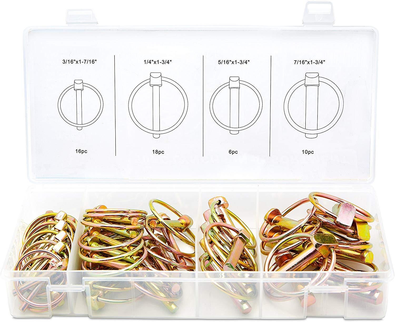 PTO Lynch Pin Kit Fastener Kit Spring Loaded 50 Piece Set