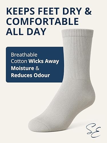 Vista 28 de Special Essentials Calcetines para diabéticos para hombres y mujeres, 12 pares de calcetines neuropatía que no atan la humedad, longitud de la Marrón