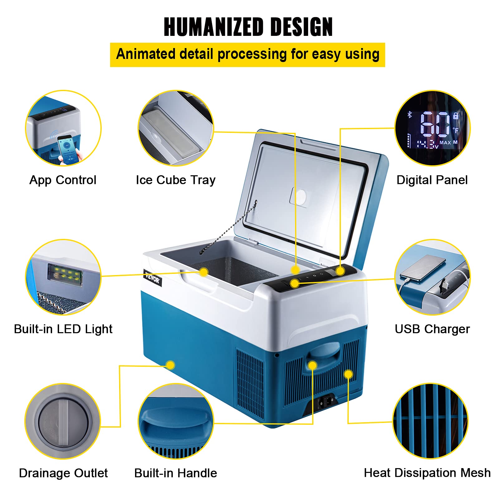VEVOR - Frigo portatile elettrico per mantenere la freschezza di bevande e birre in campeggio e camion (22 L)