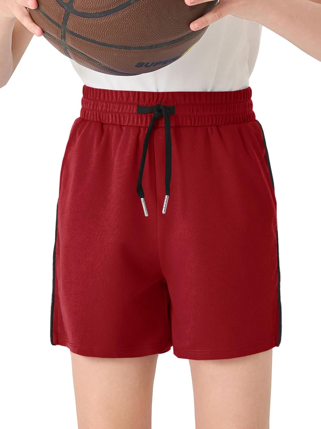 Haloumoning Boys Mesh Athletic Shorts Kids Quick Dry Side Slit Basketball Gym Shorts with Pockets 5-14 Years