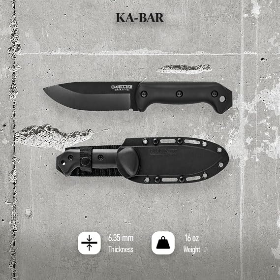 KA-BAR Becker BK2 Campanion Fixed Blade Knife, Carbon Steel