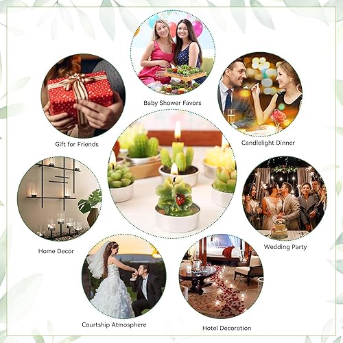 Miniatura 7 de AIXIANG 12 velas de cactus para suculentas, recuerdos de boda para invitados, regalos de despedida de soltera, regalos de baby shower, regalos de