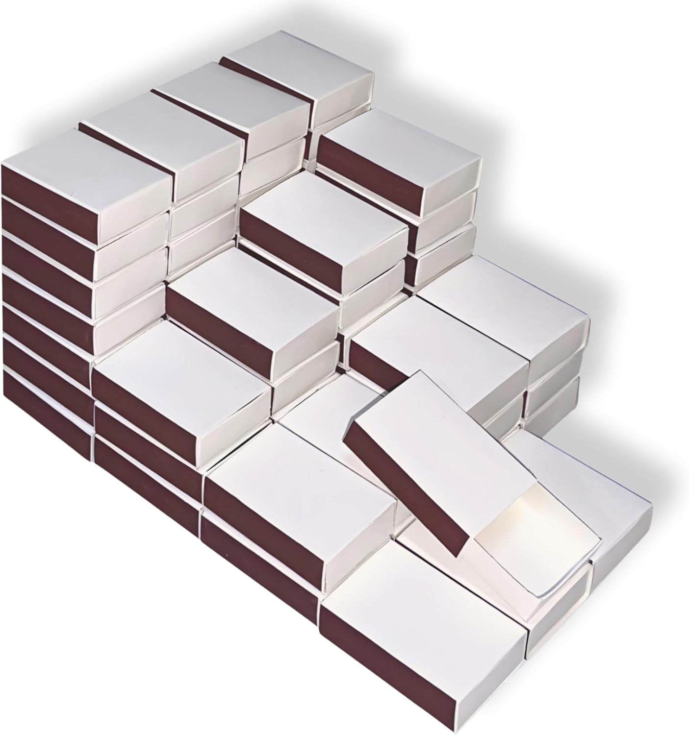 60pcs Blank Match Boxes, 2.25x1.42x0.59in Bulk Blank Matchboxes DIY White Storage Containers Holders with Double-Sided Striker for Wedding Bridal Baby Shower Birthday Party Favors, No Matches Included