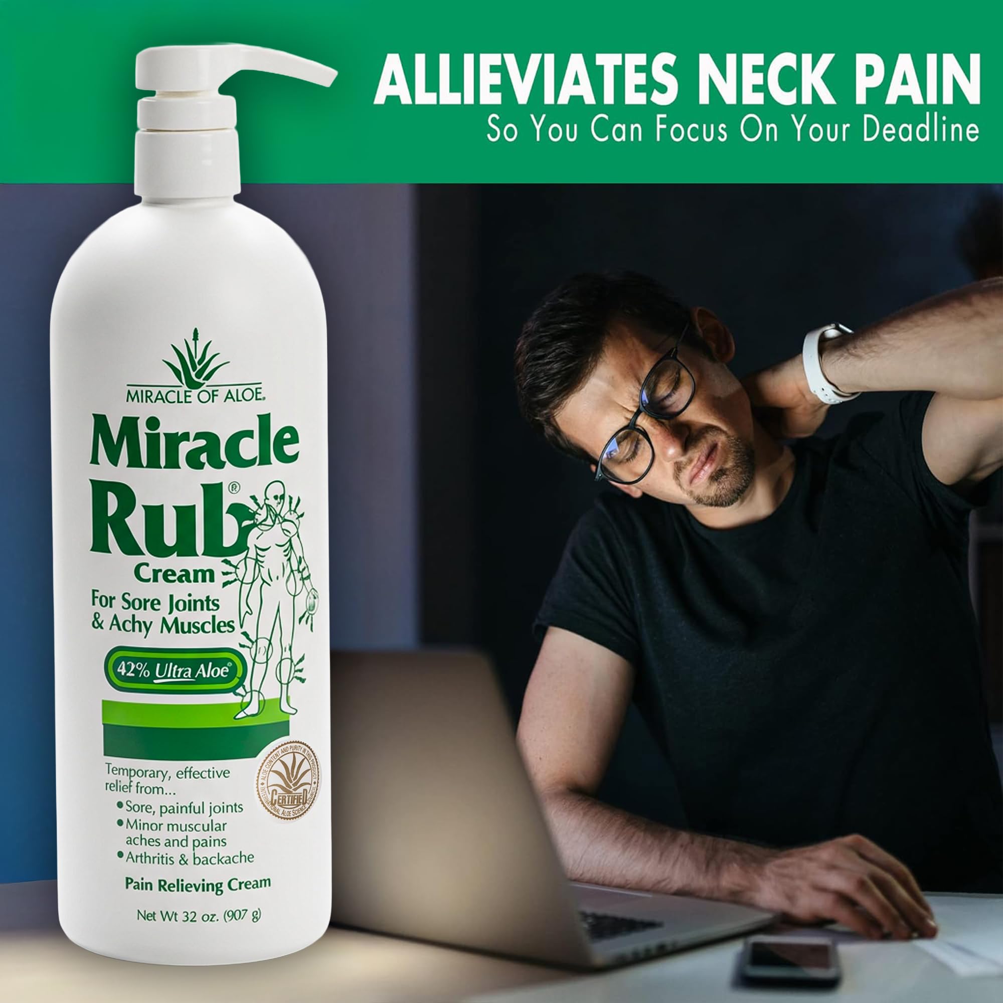 Miracle of Aloe Miracle Rub Pain Relief Cream 32 Oz, Arthritis & Joint Pain — Amazon image 6