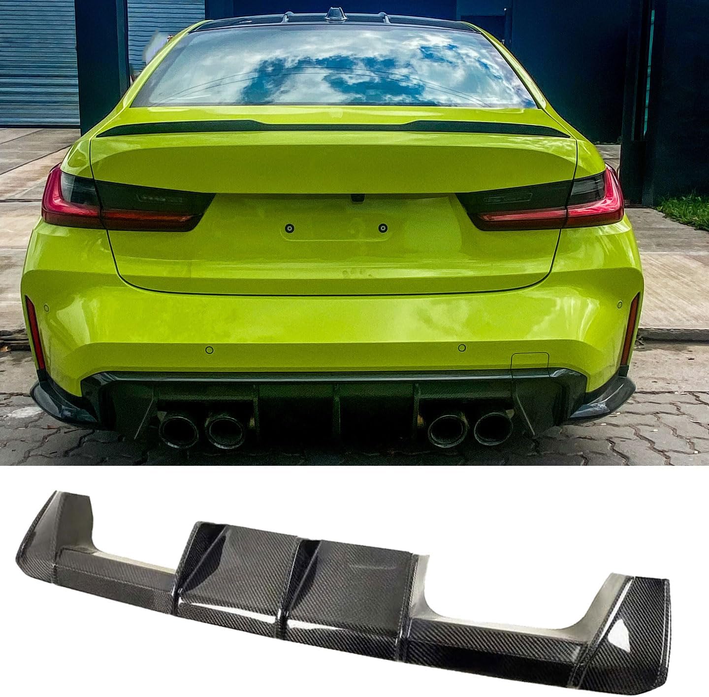 Kinautex Carbon Fiber Look Rear Bumper Diffuser Lip Splitter for BMW G80 M3 G82 M4