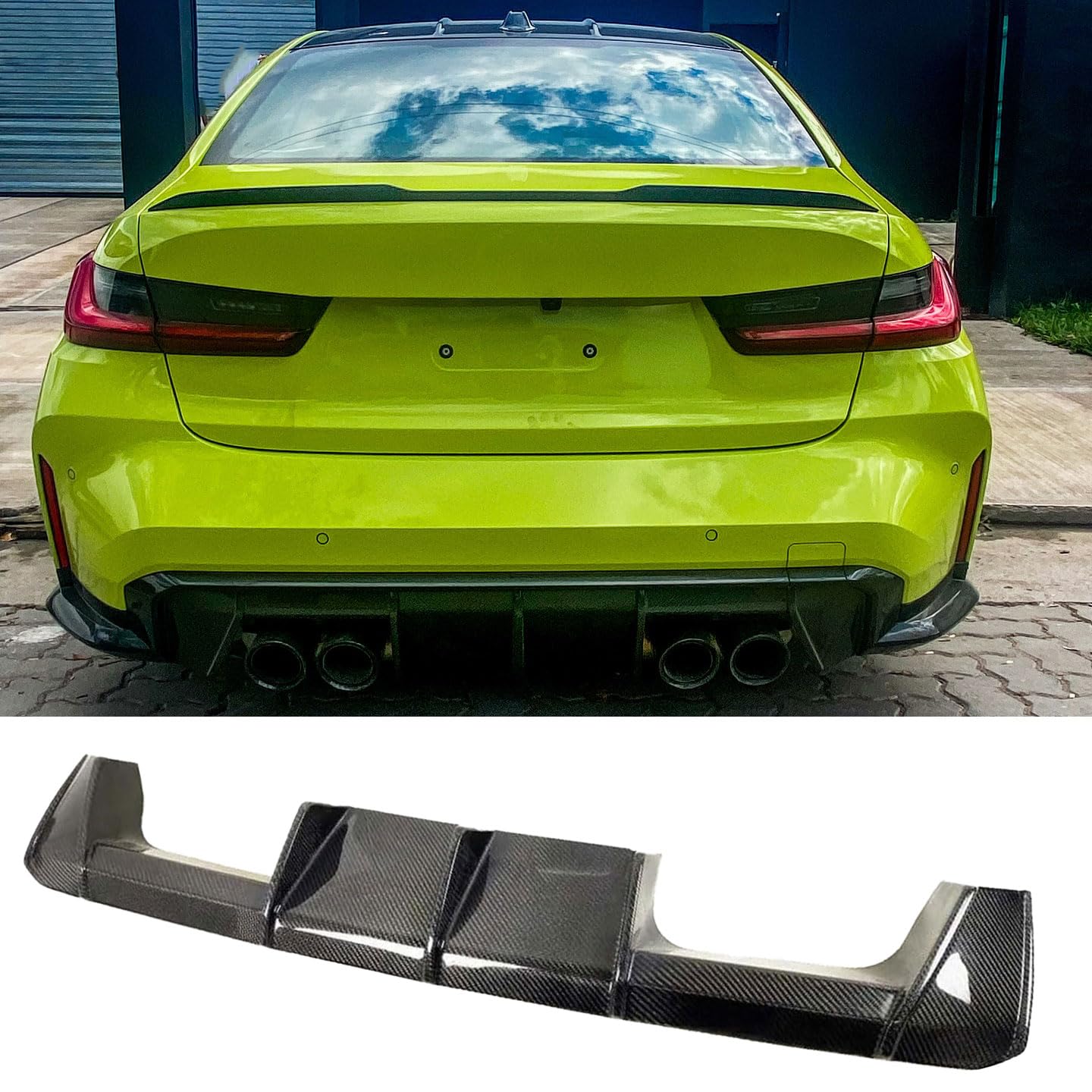 Rear Bumper Diffuser Lip Splitter for 2021-2026 BMW G80 M3 G82 M4 (Carbon Fiber Look)