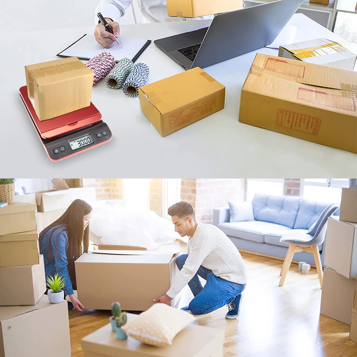UNIWEIGH Balance postale 39kg/86lb Pèse colis avec tare USB Rouge