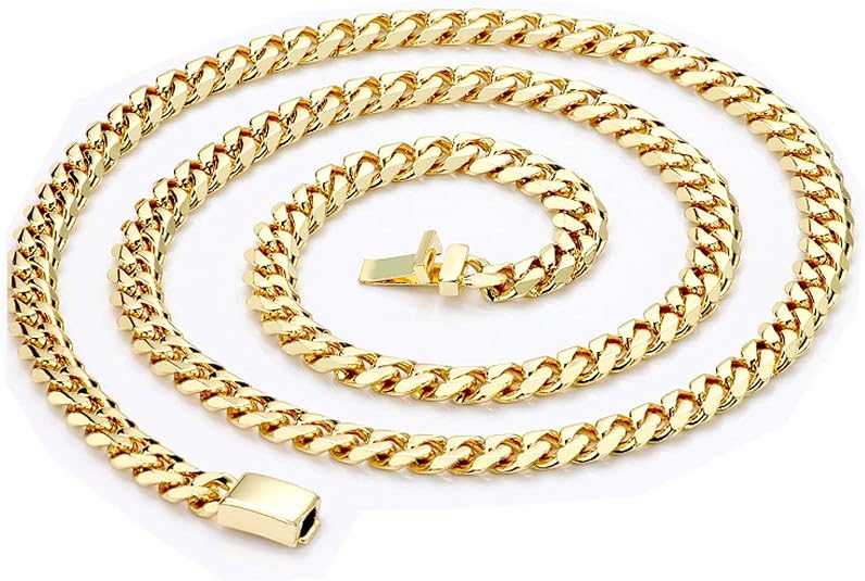 24K Miami Cuban Link Chain 14MM, Real 
