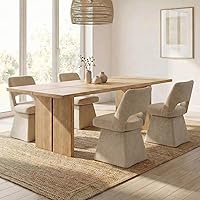 VKNOW Khaki Upholstered Swivel Dining Chairs Set of 4, Modern Open Back Kitchen Chairs with Chenille Fabric, 300 LBS Capacity