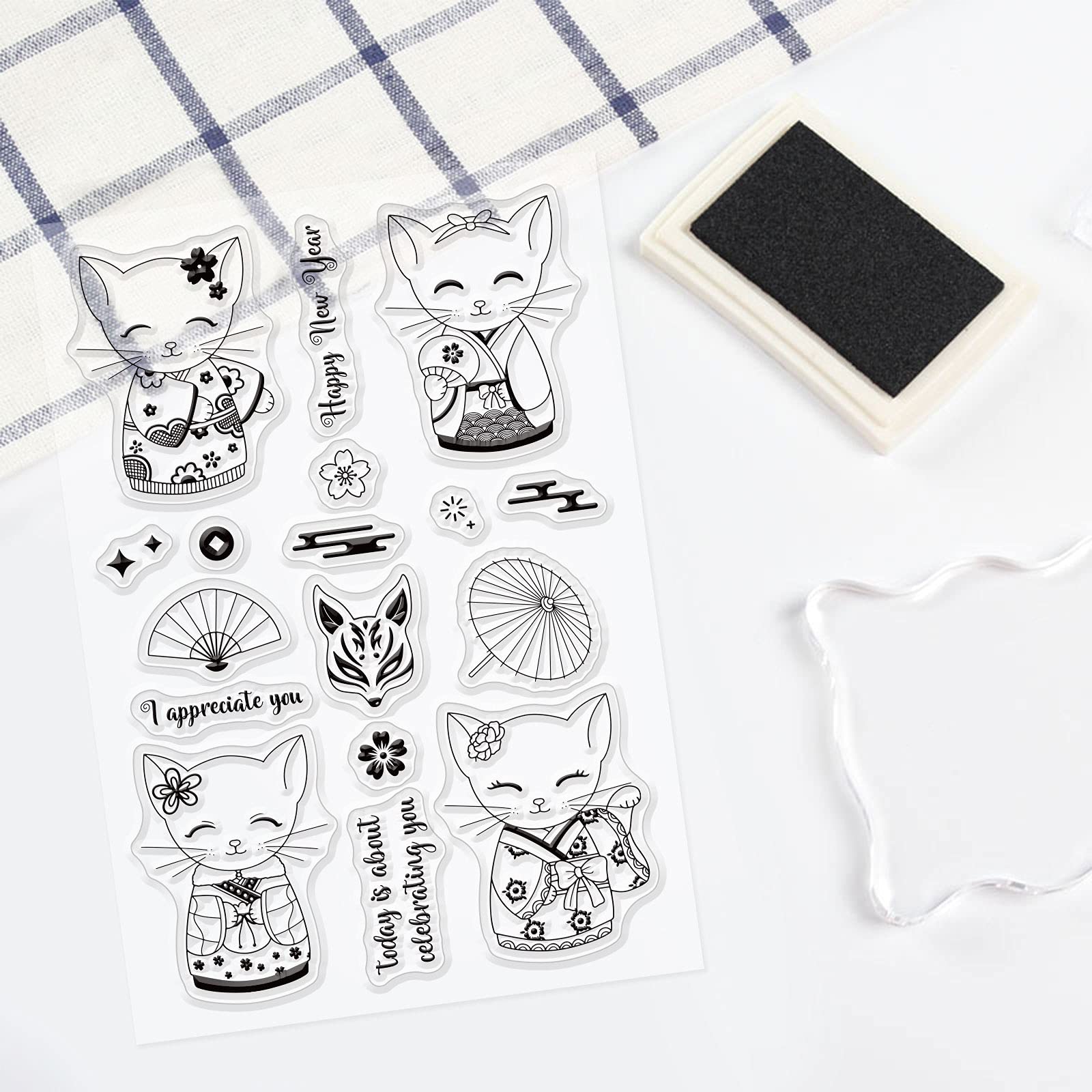 Tampon Encreur Transparent Chat - Kit Créatif Avec Motifs Chats Mignons Pour Décorer Cartes, Scrapbooking, Journaux