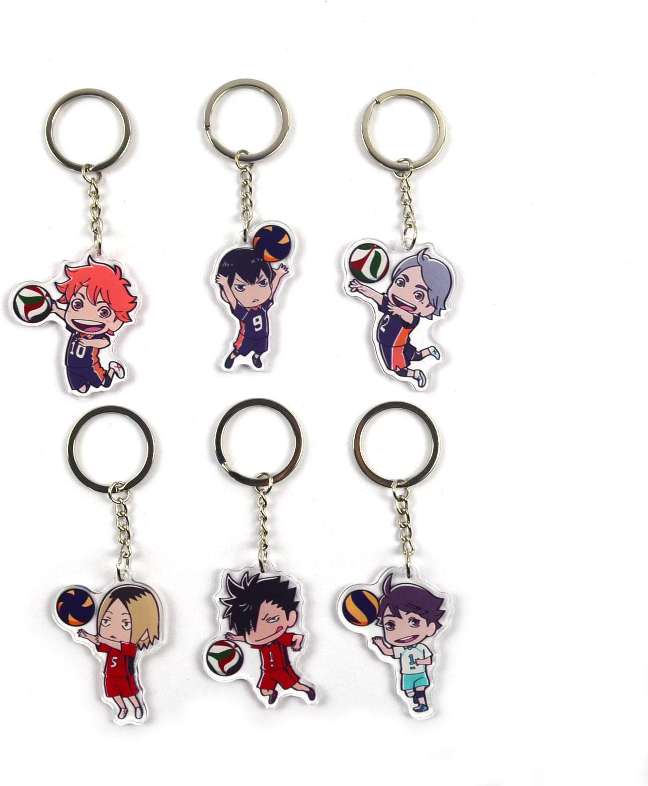 SPSMOKH Haikyuu Keychains, 6 Pack Cute Anime Key Chains for Kids, Girls, Boys, Birthday Gifts