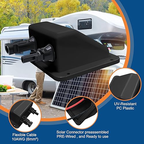 Miniatura 2 de Trisinger Glándula solar de doble cable ABS resistente a la intemperie 033 pies 10 pies y 10 AWG cable de extensión solar suave y conector carcasa