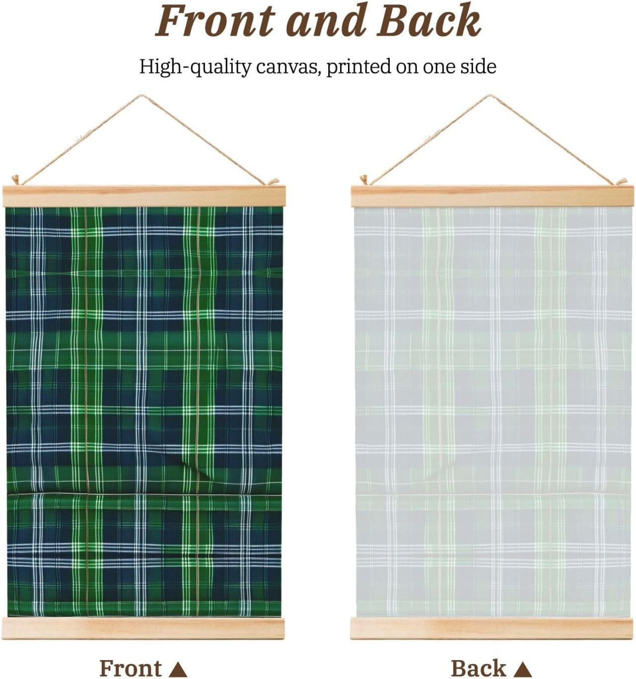 Blue Scottish Tartan Print Poster Hanger,Hanging Poster, Poster Frame,Wood Poster Hanger, For Wall Hanging