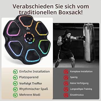 Abahub Music Boxing Machine for Adults & Kids Home Fitness Equipment with Gloves Wall Mounted Interactive Punching Target