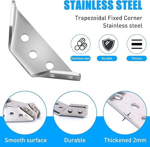 Miniatura 4 de Paquete de 12 conectores universales de esquina para muebles de acero inoxidable con tornillos, soportes de soporte triangulares resistentes para