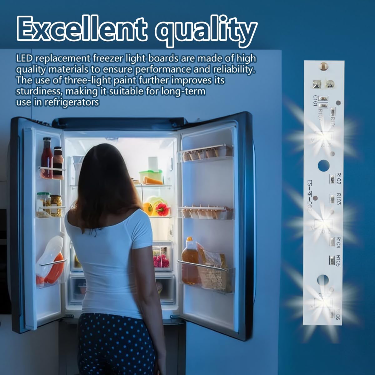 Upgraded 5 Pack WR55X26671 Freezer LED Light Board Replacement for GE Refrigerator LED Light GSS25IYNRHFS GSS25LSLKCSS, Replace 4468532 EAP11767930 LED3344588 PS11767930 AP6035586 -New