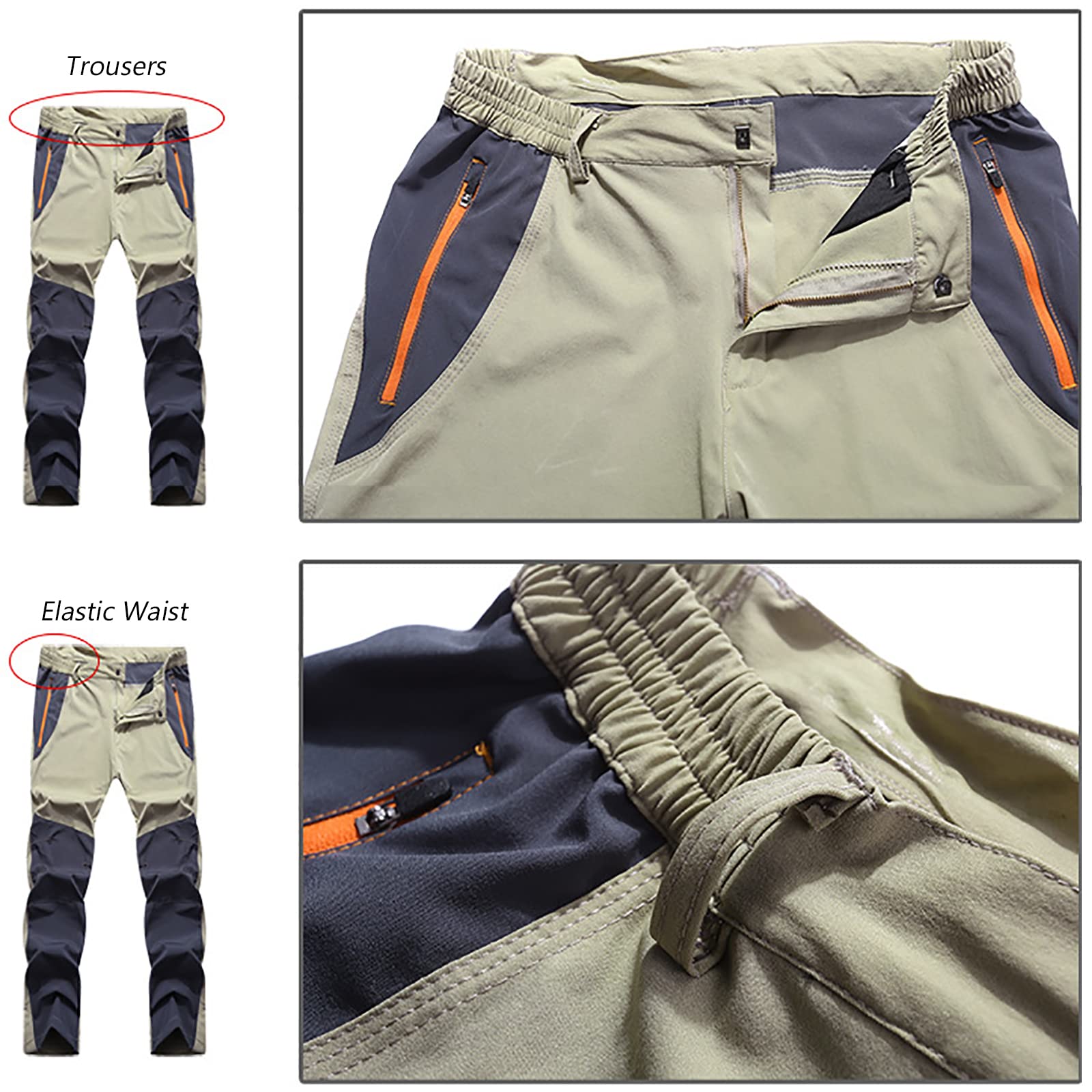 Hombres Pantalones Senderismo Secado Rápido Caza Pantalones Exterior Impermeable Pesca Montaña Pantalones(Size:3XL,Color:D)