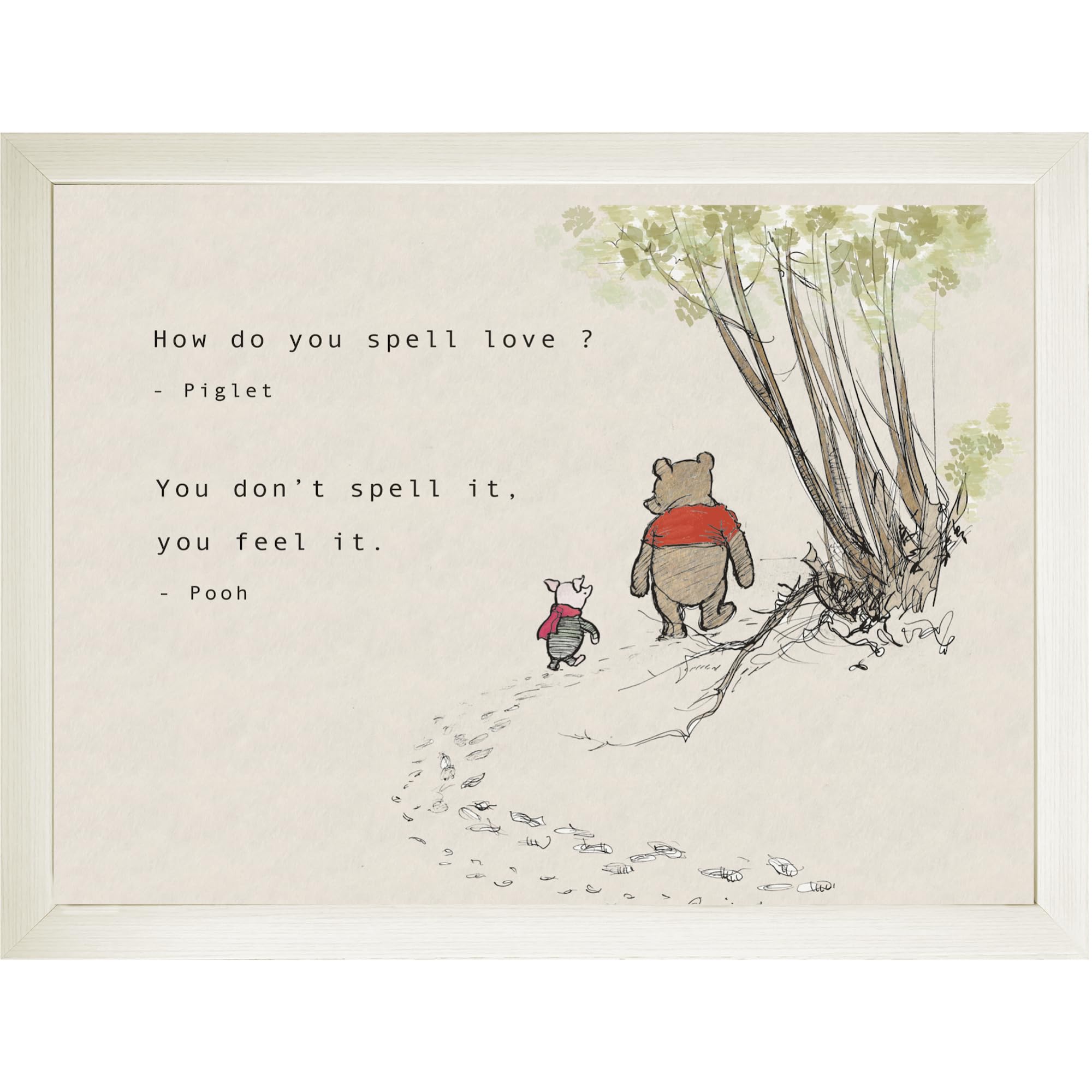 Trove Homewares Multicolour Winnie The Pooh Lap Tray: How Do You Spell Love Quote, Pooh Bear Lap Trays With Bean Bag Cushion, Friendship Gift Laptop Desk (Frame Choices X 4)