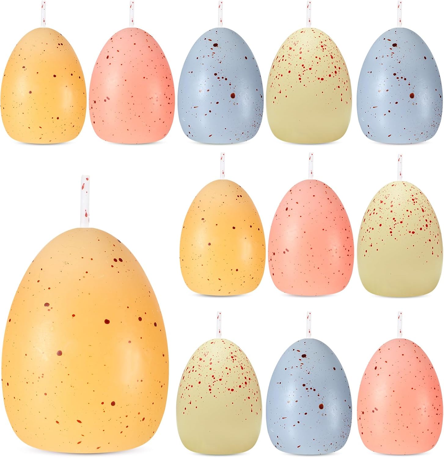 Rossesay 12 Pcs Easter Egg Votive Candles 1.8'' x 2.4'' Colored Unscented Egg Shaped Candles Smokeless Tealights for Easter Party Home Decoration Supplies(Macaron Style)