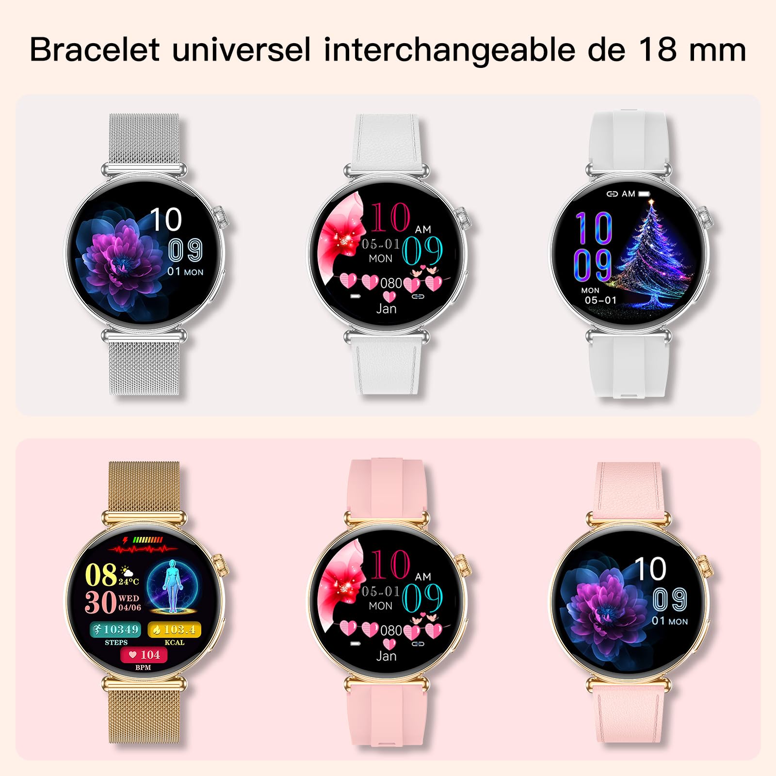 2026 AI-GPT Montre Connectée avec ECG/HRV/IMC/Sommeil/Pression Artérielle | 1,32" Smartwatch avec Fréquence Cardiaque/SpO2/Température Corporelle/Émotions/Fatigue/Cycle Menstruel/SOS, Rappel de santé