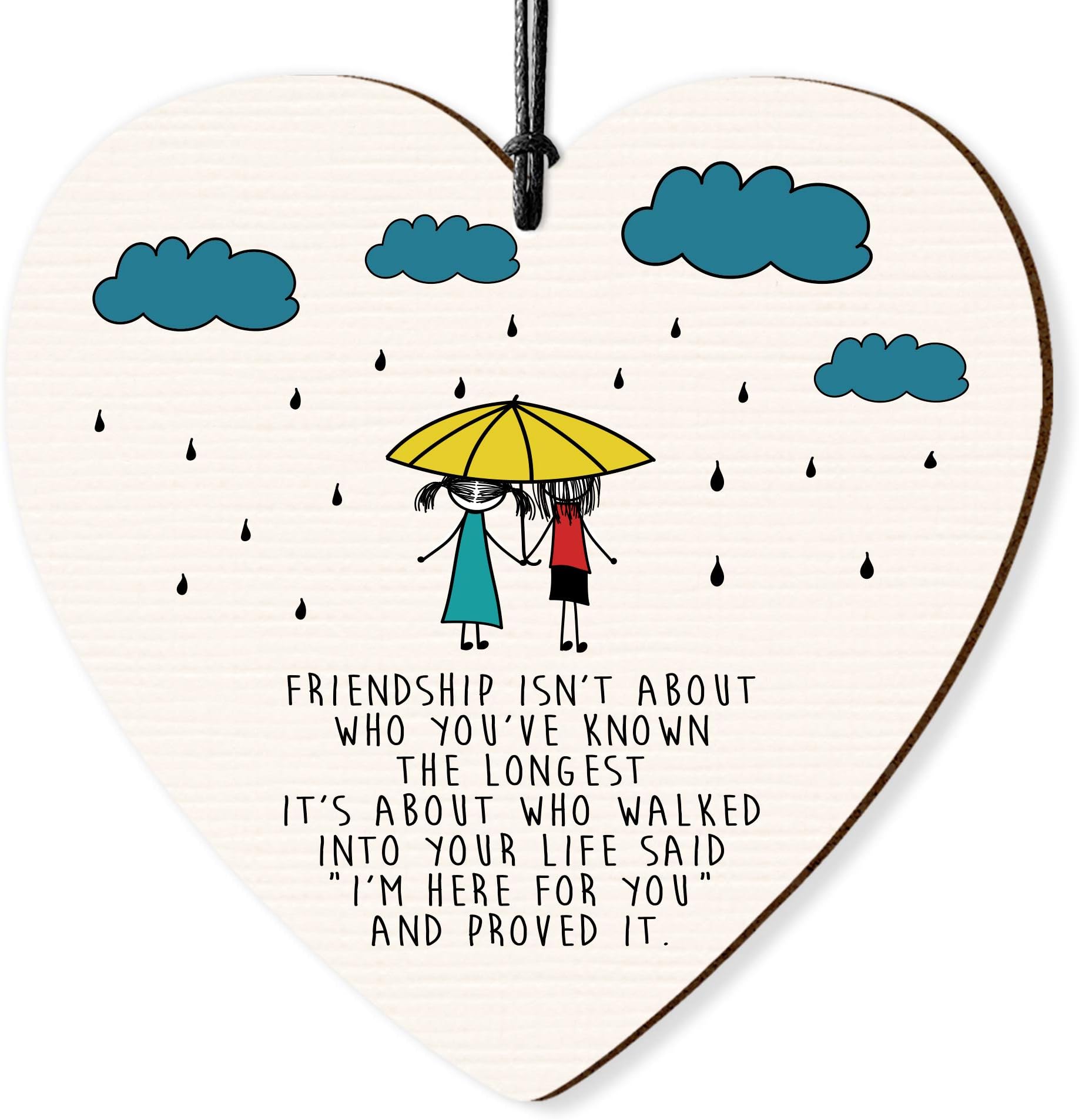 Friendship Wooden Heart Wall Sign Plaque Gift for Friends Inspirational Keepsake Quote I'm Here for You