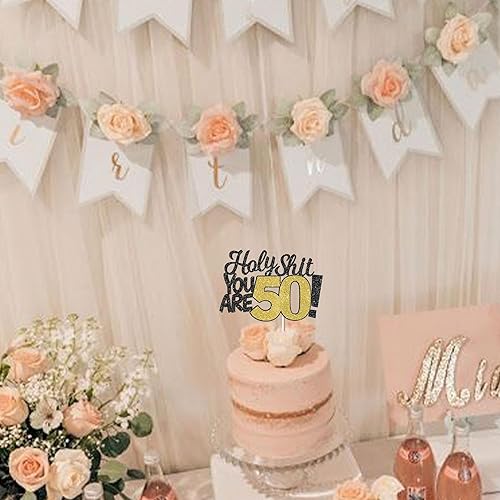 Miniatura 6 de Holy Shit You are 50 - Decoración para tartas con purpurina divertida para cumpleaños de 50 años para felicitaciones de 50 a 50 años de edad,