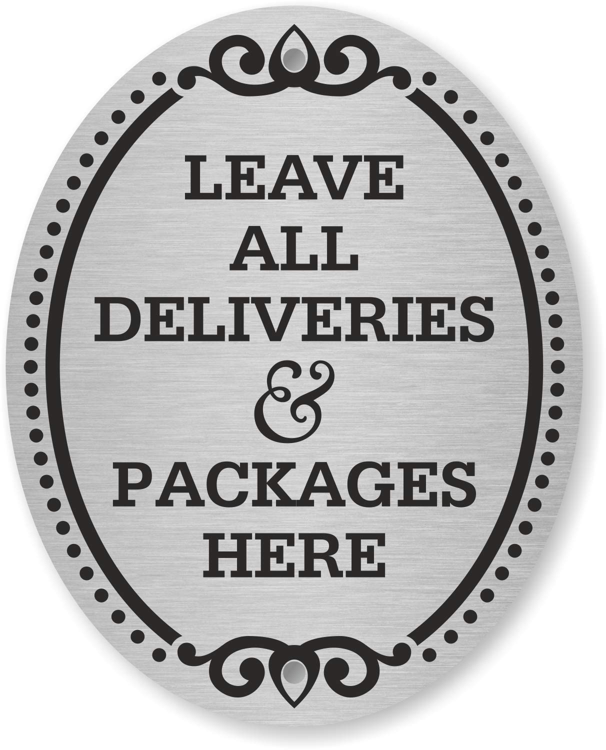 SmartSign “Leave All Deliveries & Packages Here” Diamond Plate Door Sign | 4" x 5" Aluminum, Made in USA
