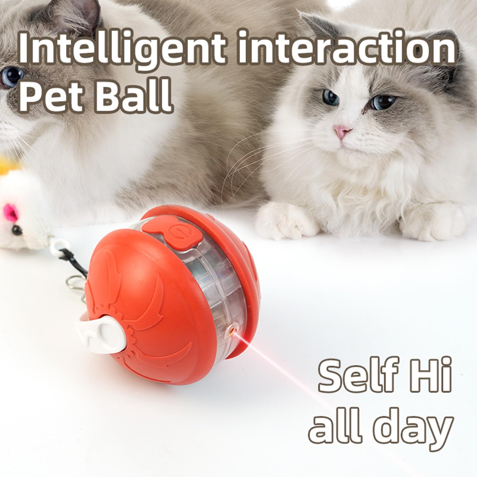 Juguetes para Gatos， Juguetes Inteligentes for Gatitos Bolas Automáticas | Accesorios de Entrenamiento Ejercicio for Mascotas Seguros y silenciosos(Red)
