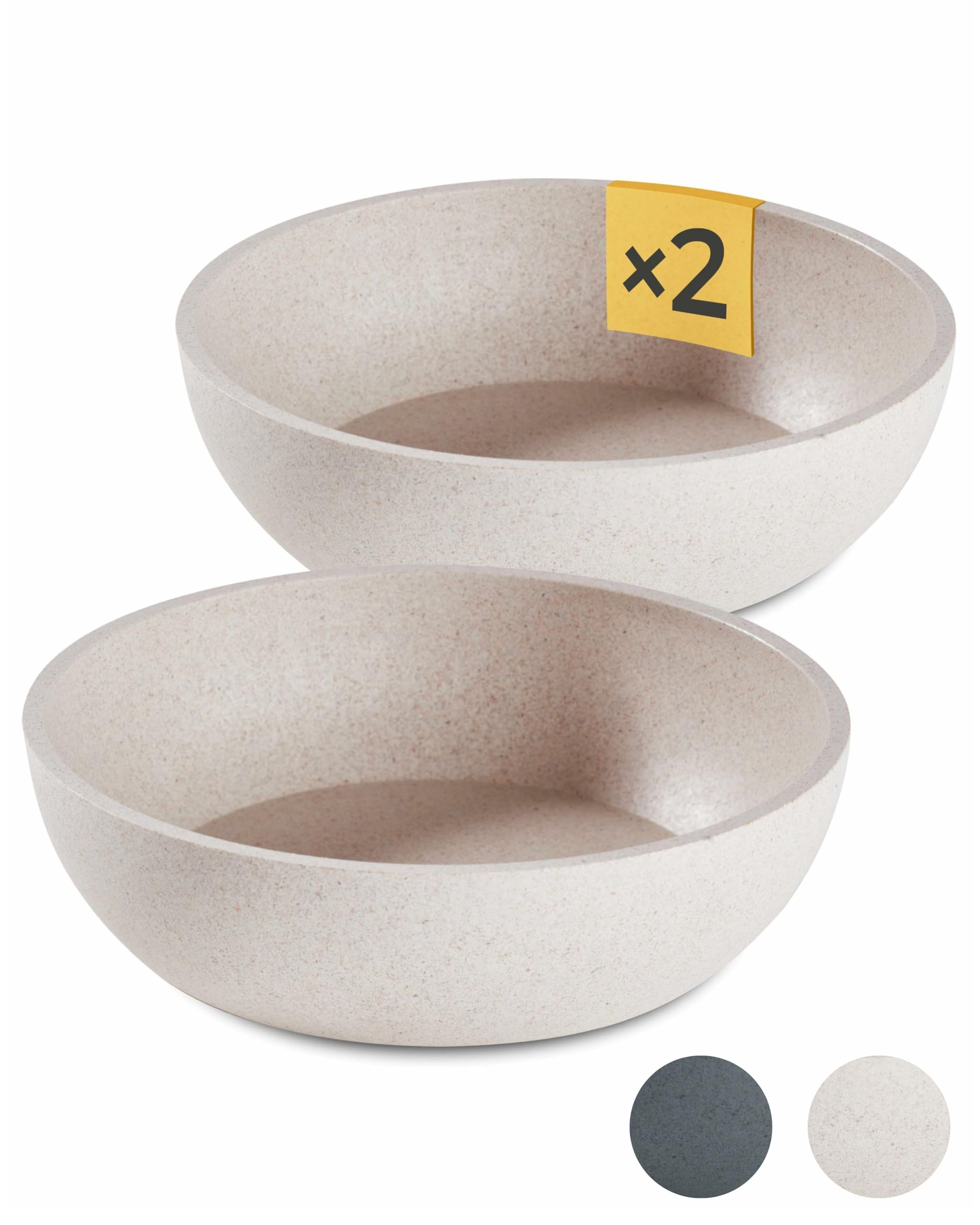 PiuPet® Futternapf und Wassernapf für Hunde - 2 x 1L - Beige - Spülmaschinenfest - 17,5cm Durchmesser - Für Große Hunde