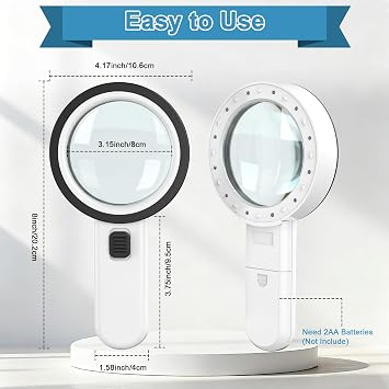 Nazano Magnifying Glass with 12 LED Lights for Senior Reading, 10X
