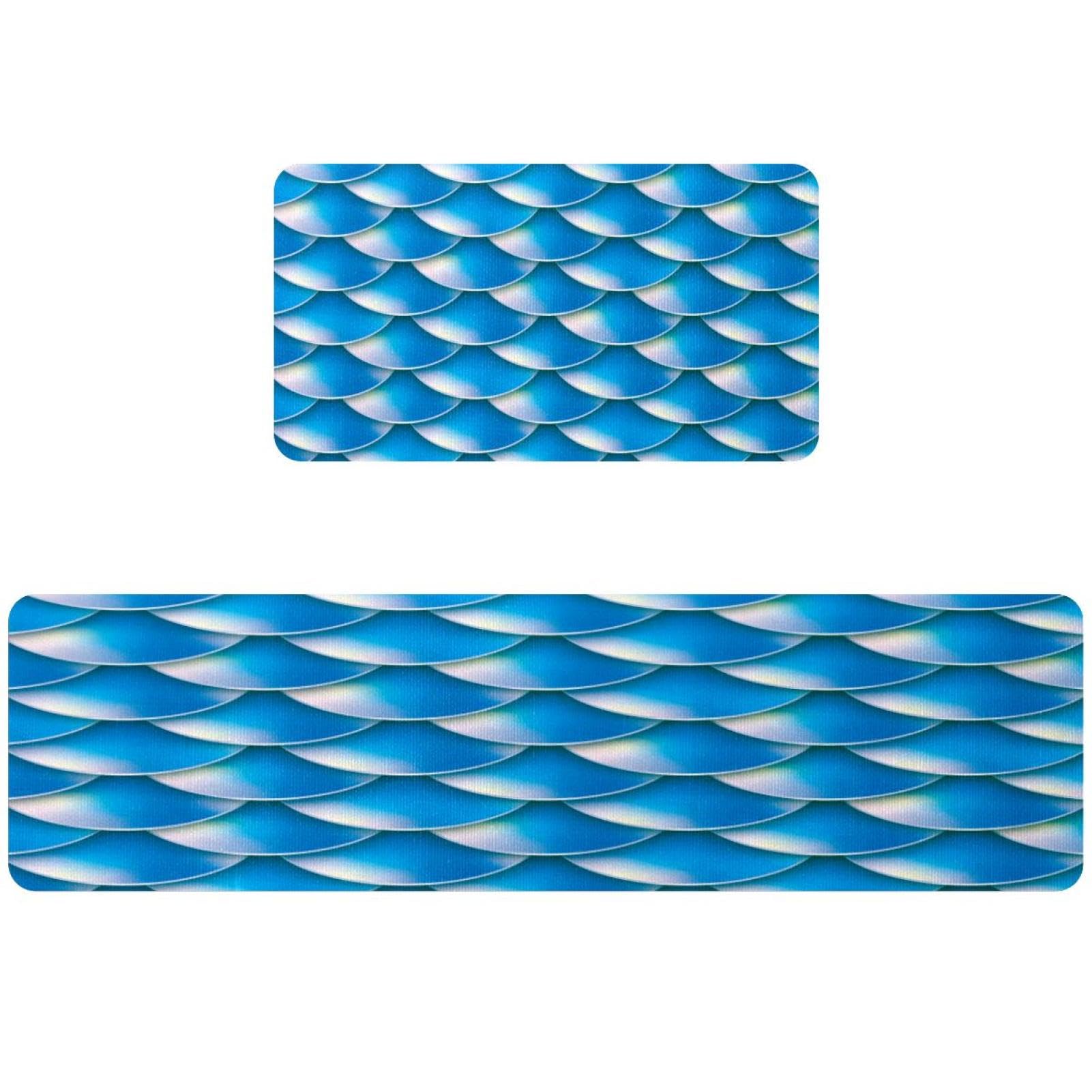 Tapetes de cocina absorbentes y lavables VAPOKF con base antideslizante azul
