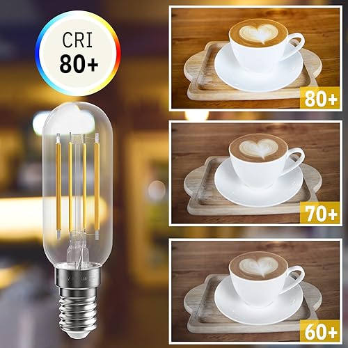 Miniatura 6 de SHINESTAR Paquete de 8 bombillas LED E12, equivalente a 40 W, blanco suave de 2700 K, base de candelabro, bombillas Edison T6, regulables