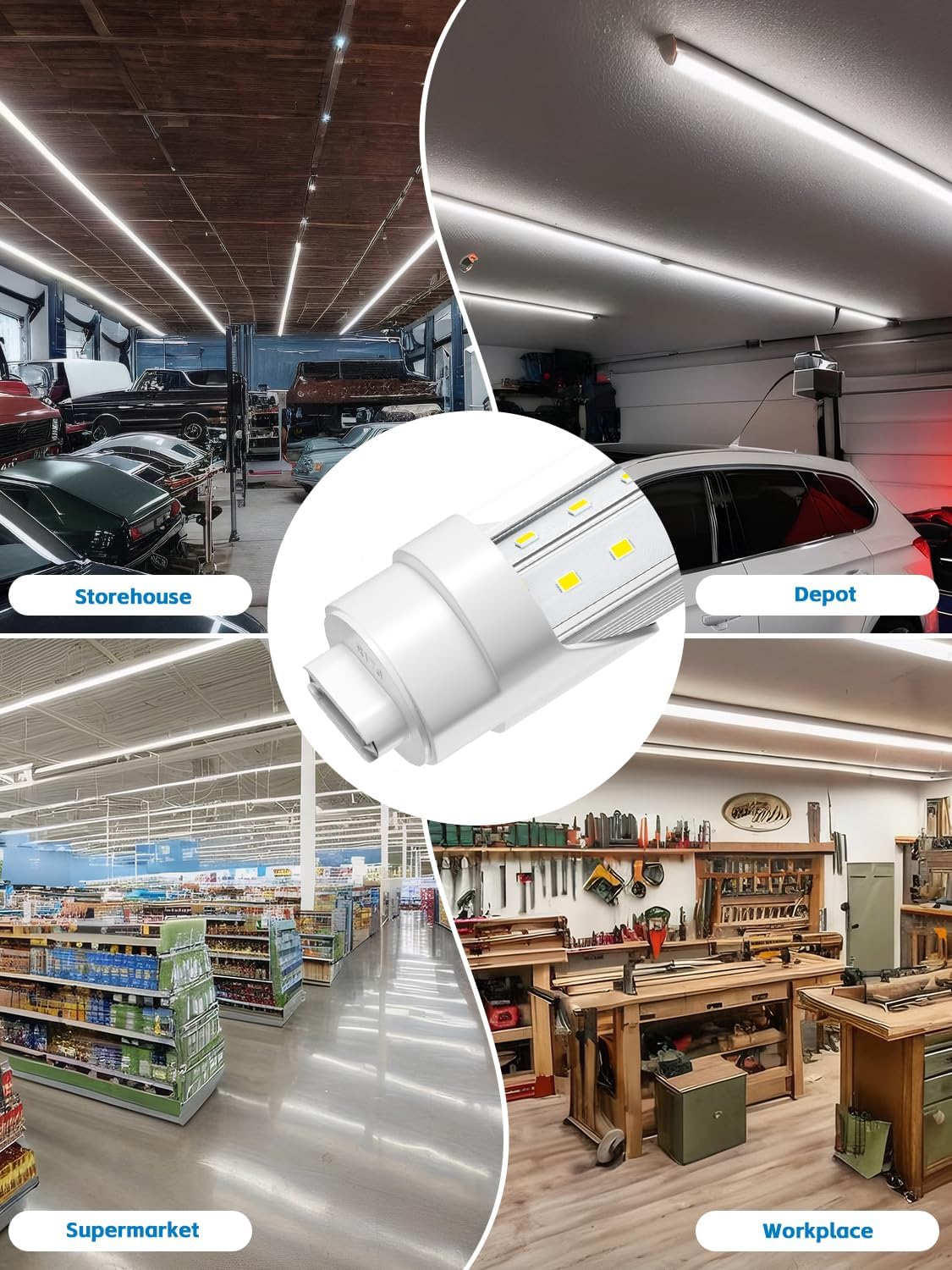 ELEKICO 8FT LED Bulb, 8FT V Shaped Shop Light, 8 Foot 6000K 75W 9500LM, T8/T10/T12 Led Tube Light Replacement, Dual-End Powered Ballast Bypass, Pack of 12