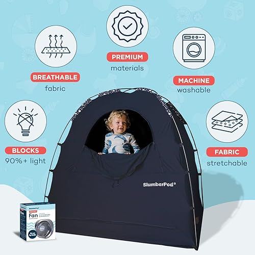 Miniatura 3 de SlumberPod Tienda de campaña opaca oficial para empacar y jugar, mini cunas y cunas de viaje, cubierta opaca para cuna, cápsulas de dormir para